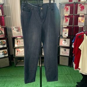 Ashley Stewart Navy Pinstripe Skinny Jeans